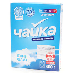 Стиральный порошок "ЧАЙКА" автомат белые облака для белого 400 гр.(18)