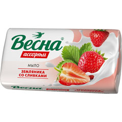 Мыло туалетное "ВЕСНА АССОРТИ" земляника со сливками 90 гр.(72)