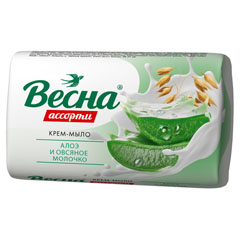 Мыло туалетное "ВЕСНА АССОРТИ" алоэ и овсяное молочко 90 гр.(72)