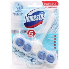 Чистящее средство "ДОМЕСТОС" подвеска для унитаза power 5 свежесть океана 55 гр.(9)