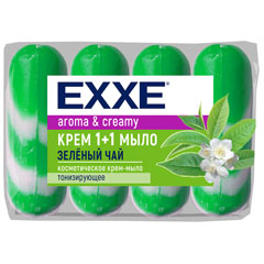 Мыло туалетное "EXXE" 1+1 зеленый чай полосатое зеленое 4*75 гр 300 гр.(12)