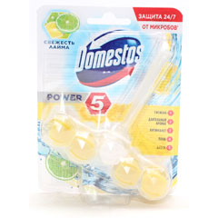 Чистящее средство "ДОМЕСТОС" подвеска для унитаза power 5 свежесть лайма 55 гр.(9)