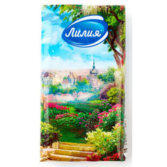Носовые платки "ЛИЛИЯ" лето 2-х слойное 10 шт. /в запайке 10 шт./(240)