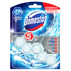 Чистящее средство "ДОМЕСТОС" подвеска для унитаза power 5 свежесть ледяная лавина 55 гр.(9)