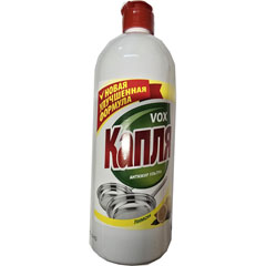 Моющее средство для посуды "КАПЛЯ VOX" антижир ультра соль-эффект лимон 850 мл.(8)