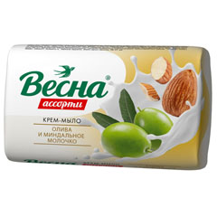 Мыло туалетное "ВЕСНА АССОРТИ" олива и миндальное молочко 90 гр.(72)