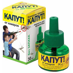 Средство от насекомых "КАПУТ" жидкость для фумигаторов от комаров 30 мл.(42)
