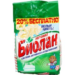 Стиральный порошок "БИОЛАН" автомат белые цветы система активного отбеливания пакет 2400 гр.(4)