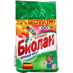 Стиральный порошок "БИОЛАН" автомат колор яркий цвет пакет 2400 гр.(4)