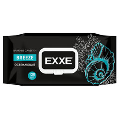 Салфетки влажные "EXXE MEN" мужской breeze & silver с крышкой 120 шт.(14)