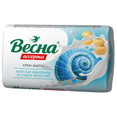 Мыло туалетное "ВЕСНА АССОРТИ" морские минералы и соевое молочко 90 гр.(72)