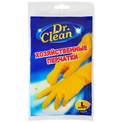 Перчатки "DR. CLEAN " хозяйственные резиновые размер L 1 пара.(240)
