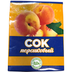 Сок  "ПЕРСИКОВЫЙ" ГОСТ/синий фон восстановленный тетра-пак 0,2 л.(27)