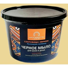 Мыло жидкое "РОСКОШНОЕ ПИТАНИЕ" черное густое для бани и душа банка 450 мл.(16)