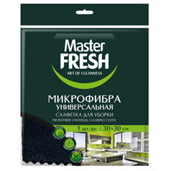 Салфетка "MASTER FRESH" из микрофибры универсальная черная 30*30 см 1 шт.(50)