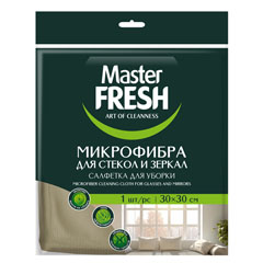 Салфетка "MASTER FRESH" из микрофибры для стекол и зеркал латунь 30*30 1 шт.(50)