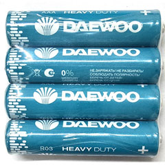 Элемент питания "DAEWOO HEAVY DUTY" солевые R03 мизинчиковые 4 шт.(10)