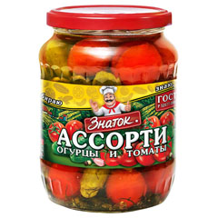 Ассорти "ЗНАТОК" огурцы + томаты ст/б 680 гр.(8)