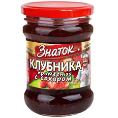 Протертая ягода "ЗНАТОК" клубника с сахаром ст./б 280 гр.(12)
