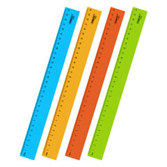 Линейка "ПИФАГОР" пластик 30 см неон ассорти 1 шт.(20)