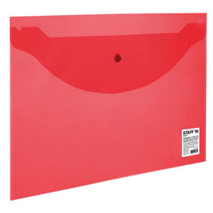Папка-конверт "STAFF" с кнопкой прозрачно красная А4 1 шт.(100)