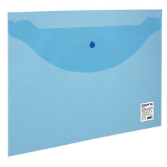 Папка-конверт "STAFF" с кнопкой прозрачно синяя А4 1 шт.(100)