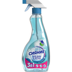 Моющее средство для стекол "СИЯНИЕ" 3 в 1 триггер с нашатырным спиртом морской бриз 500 мл /33-03/(12)