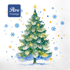 Салфетки бумажные "PERO PRESTIGE" новогодние в лесу 3-х сл. 33*33 см. 20 шт.(12)