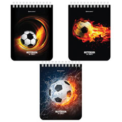 Блокнот "BRAUBERG" Футбол гребень клетка А6 40 л спайка 6 шт.(1)