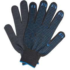 Перчатки ХБ с ПВХ 6-ти нитка 10 класс черные 1 пара.(300)