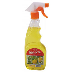 Моющее средство для стекол "МИНУТА" лимон с курком 500 мл.(12)