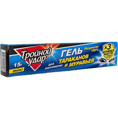 Средство от насекомых "ДОМОВОЙ ПРОШКА ТРОЙНОЙ УДАР" гель от тараканов шприц 15 гр.(110)