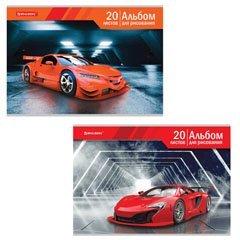 Альбом для рисования "BRAUBERG" Автомир скоба А4 20 л.(8)