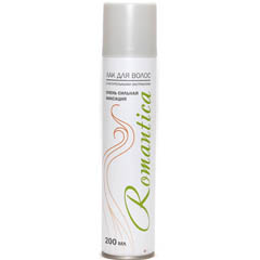 Лак для волос "РОМАНТИКА" с растительными экстрактами очень сильной фиксации (белый) 200 мл.(24)