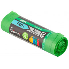 Мешки для мусора "GLIONNI SOFT" ролик зеленые 120 л 10 шт.(25)