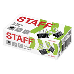Зажим для бумаг "STAFF EVERYDAY"черные 25мм 12 шт на 100 л.(12)