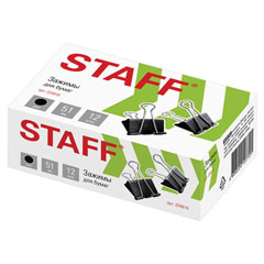 Зажим для бумаг "STAFF EVERYDAY" черные 51мм 12 шт на 230 л.(12)