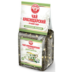 Чай "КРАСНОДАРСКИЙ" ручной сбор зеленый весенний жасмин м/уп. прозрачная 100 гр.(10)