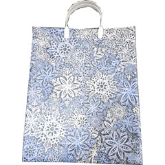 Пакет "ТИКОПЛАСТИК" мягкая пластиковая ручка 400*300*0,140 кружевные снежинки 1 шт /в запайке 40 шт/.(40)