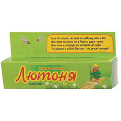 Средство от насекомых "ЛЮТОНЯ" крем от комаров для взрослых и детей старше 10 лет футляр 50 гр.(60)