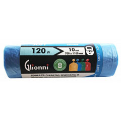 Мешки для мусора "GLIONNI SOFT" ролик синие 18 мкр (до 20 кг) 120 л 10 шт.(25)