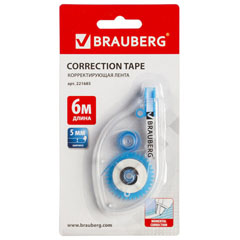 Корректор канцелярский "BRAUBERG" ленточный 5мм*6м в блистере 1 шт.(12)