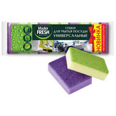 Губка для посуды "MASTER FRESH" универсальная стандарт цвет микс 10 шт.(24)