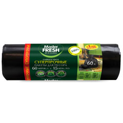 Мешки для мусора "MASTER FRESH" рулон суперпрочные 25 мкм. черные 60 л.15 шт.(20)