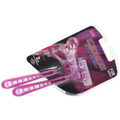 Бритвенный станок "LEGEND STEEL" одноразовый X-301L с 3 лезвиями прорезная ручка плавающая головка женский 2 шт.(72)