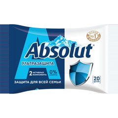 Салфетки влажные "ABSOLUT CLASSIC ABS" антибактериальные ультразащита 20 шт.(68)