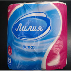 Бумага туалетная "ЛИЛИЯ" 2-х слойная белая 4 шт.(12)