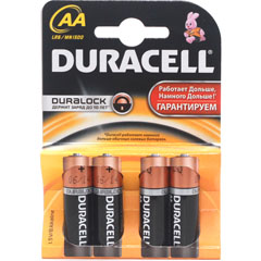 Элемент питания "DURACELL ALKALINE" BASIC  АА LR06 1.5 V пальчиковые 4 шт. АКЦИЯ(20)