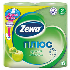 Бумага туалетная "ЗЕВА ПЛЮС" 2-х слойная яблоко 4 шт.(16)